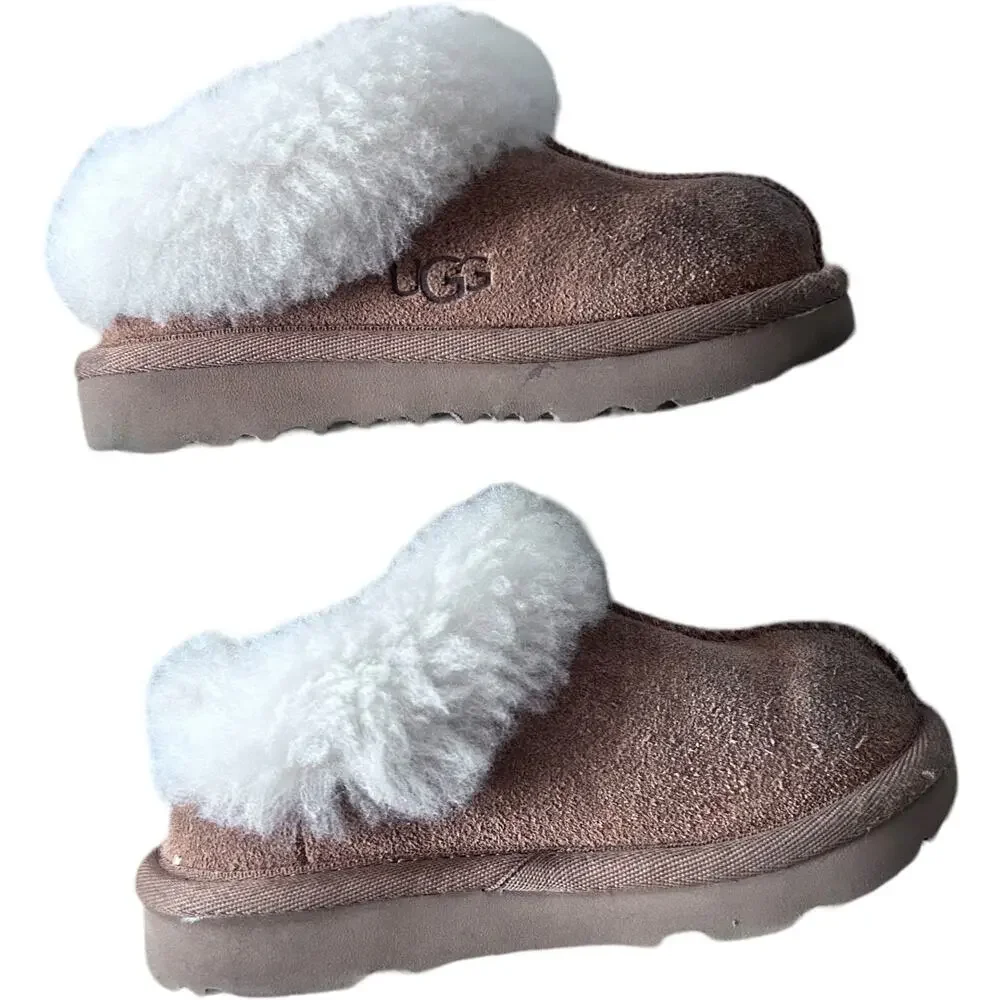EUC UGG Ultra Comfort Sole Sheepskin Moccasins Slippers Chestnut Kid's Size 9